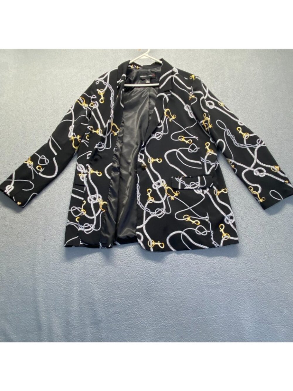 Colleen Lopez Nautical-Print Women's Blazer Size XL,Black,One Button,Lined - Picture 7 of 9